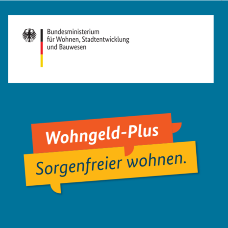 Titelbild des Flyers Wohngeld-Plus - Sorgenfreier Wohnen des BMWSB