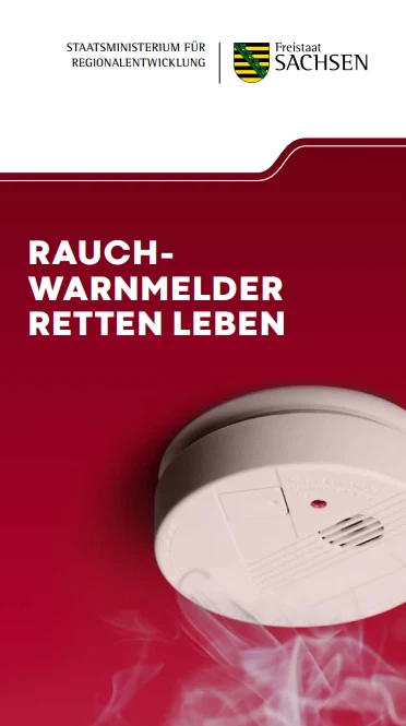 Das Bild zeigt den Titel der Broschüre "Rauchwarnmelder retten Leben"